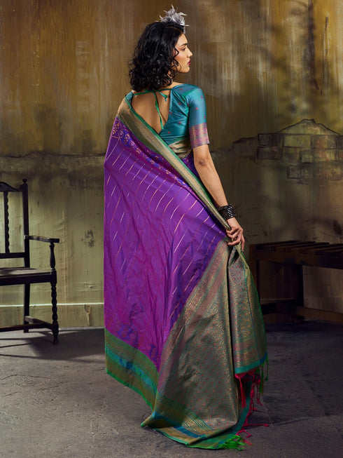 Vasthrlay Striped Tassels Unstitched Designer Ethnic Wear