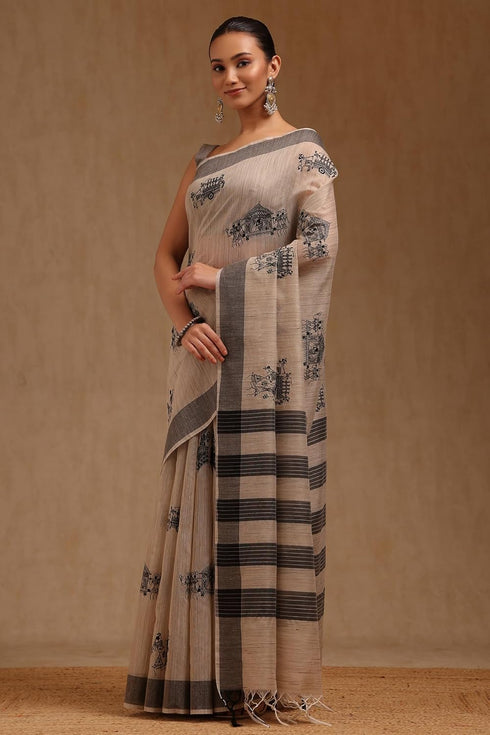 Vasthrlay Beige Chanderi Thread