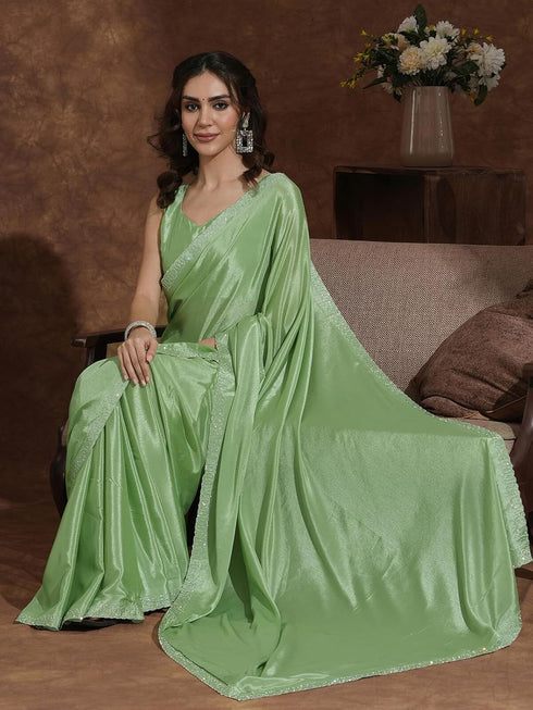 Vasthrlay Chiffon Scalloped Brown Saree