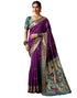 Vasthrlay Womens Paithani Purple Saree With Green Unstitched Blouse Piece