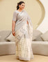 Vasthrlay Womens Printed Unstitched Off White Saree