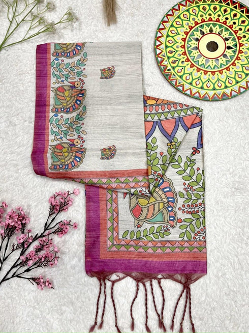 Vasthrlay Tussar Saree Madhubani