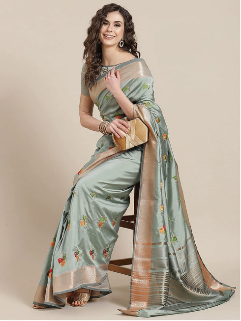 Vasthrlay Colourful Embroidery Saree