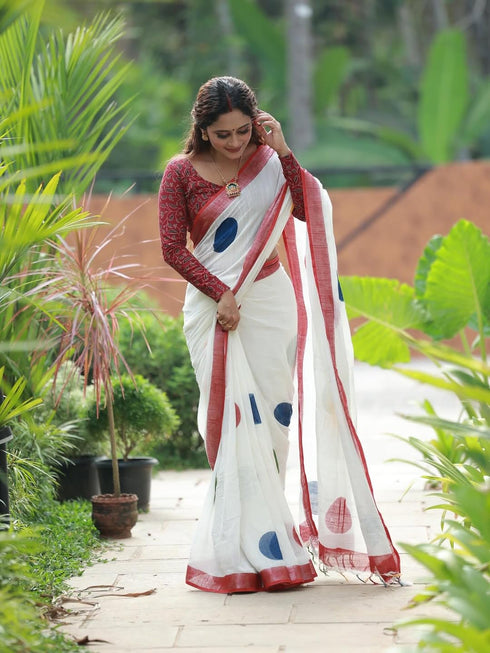 Vasthrlay Off White Border Multicolour Lightweight