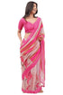 Vasthrlay Pink Peach Digital Print Linen Ready To Wear Saree For Women