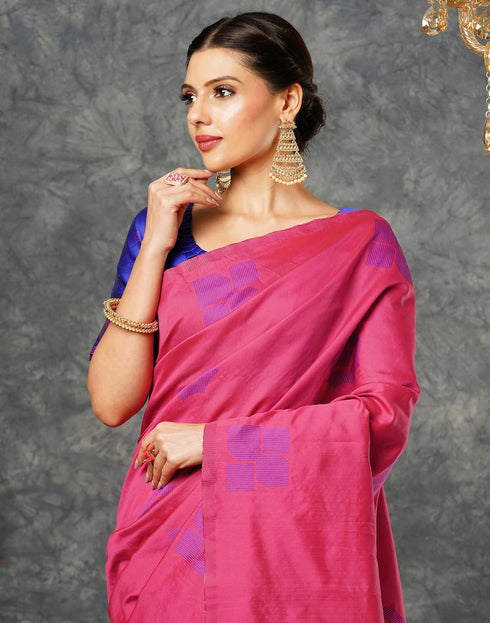 Vasthrlay Banarasi Jacquard Unstitched Teal Saree