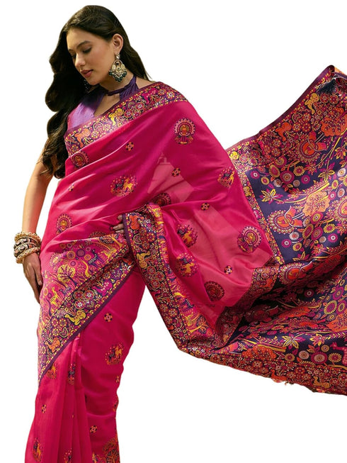 Vasthrlay Womens Weaving Unstitched Green Saree