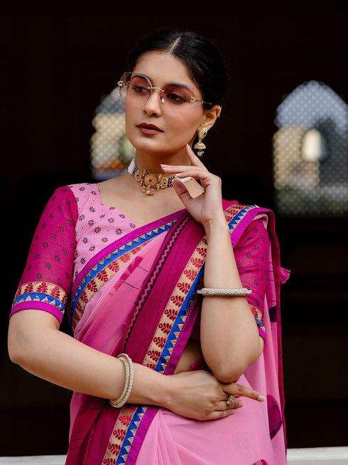 Vasthrlay Georgette Bandhani Red Saree