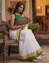 Vasthrlay Womens Printed Unstitched Olive Green Saree