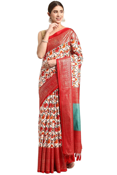 Vasthrlay Chanderi Printed Unstitched Ethnic Wear