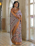 Vasthrlay Printed Weaving Peach | Multi Saree With Dark Peach Unstitched Blouse Piece
