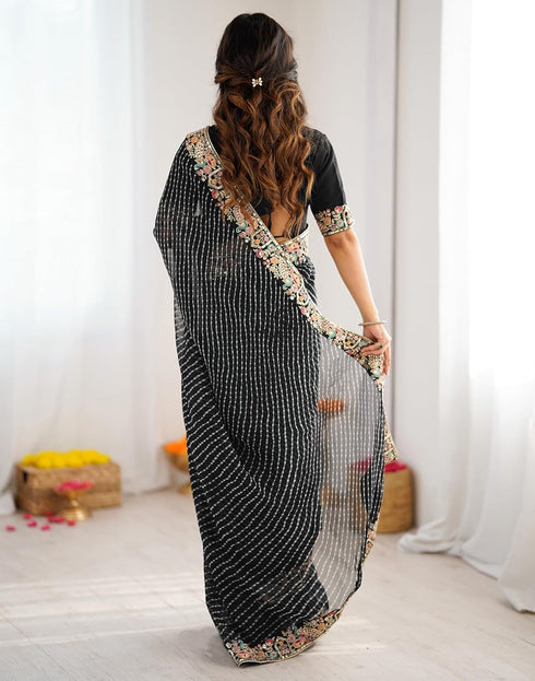 Vasthrlay Sequins Embroidery Pink Saree
