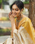 Vasthrlay Mustard Yellow Jacquard Traditional Unstitched Saree
