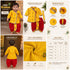 Fancy Zari Print Krishna Dress for Baby Boys, Kurta with Dhoti, Yellow and Red