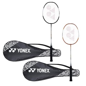 Yonex ZR 100 Light Aluminium Badminton Racquet with Full Cover (Black & Black - Made in India) Set of 2