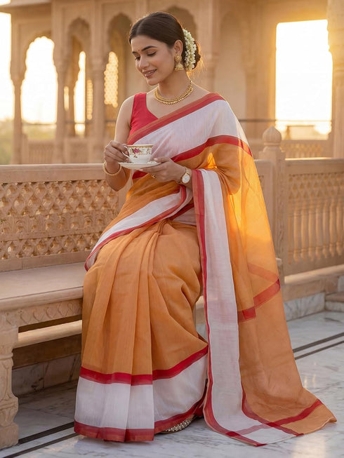 Vasthrlay Printed White Saree