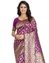 Vasthrlay Banarasi Jacquard Purple Saree With Dark Magenta Unstitched Blouse Piece