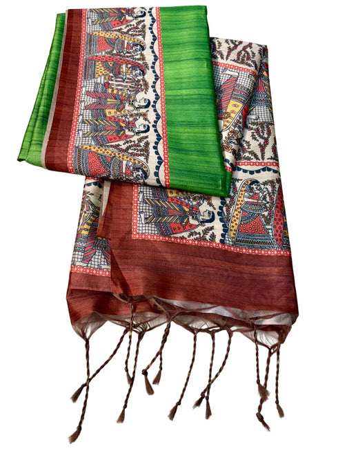 Vasthrlay Tussar Ghicha Traditional Kalamkari Madhubani