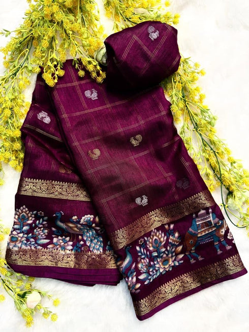 Vasthrlay Kalamkari Tussar Saree