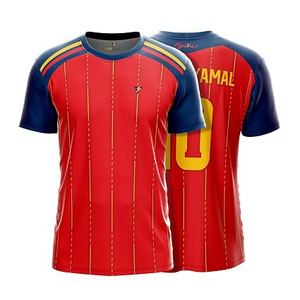 Yourjersey Spain 2026 Home Jersey Yamal Football Jersey Custom Name & Number Print Premium Football Jersey For Kids| Boys And Men