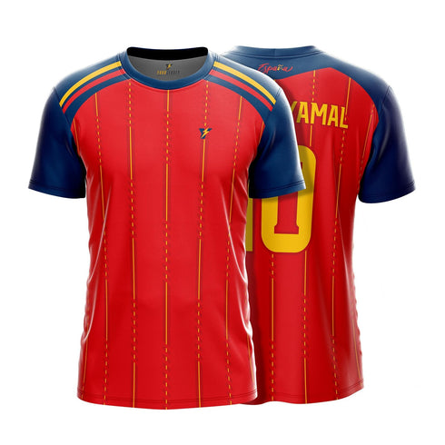 Yourjersey Spain 2026 Home Jersey Yamal Football Jersey Custom Name & Number Print Premium Football Jersey For Kids| Boys And Men
