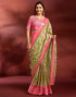 Vasthrlay Printed Jacquard Unstitched Rama Green Saree