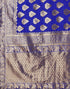 Vasthrlay Womens Jacquard Dark Blue | Gold Saree With Unstitched Blouse Piece