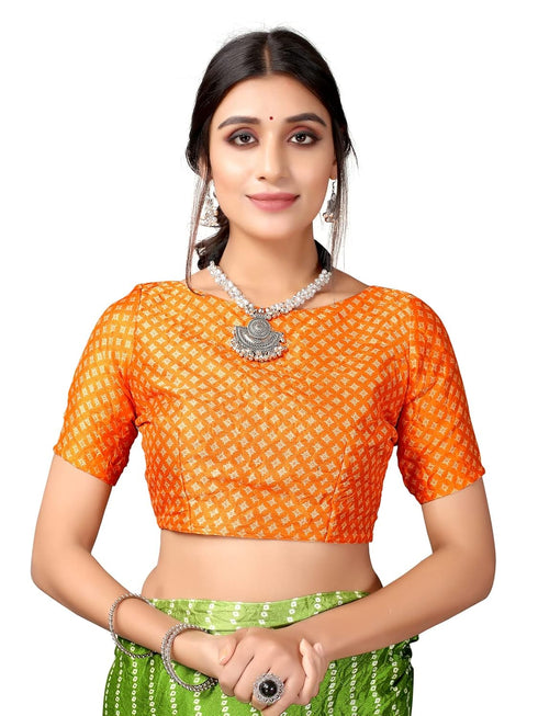 Vasthrlay Bandhani Printed Unstitched Red Saree