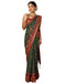 Vasthrlay Georgette Bandhani Dark Green And Maroon Saree With Unstitched Blouse Piece
