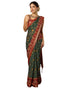 Vasthrlay Georgette Bandhani Unstitched Dark Green Saree