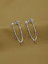 925 Sterling Silver Rhodium Plated Tourmaline Stud with Chain Earring