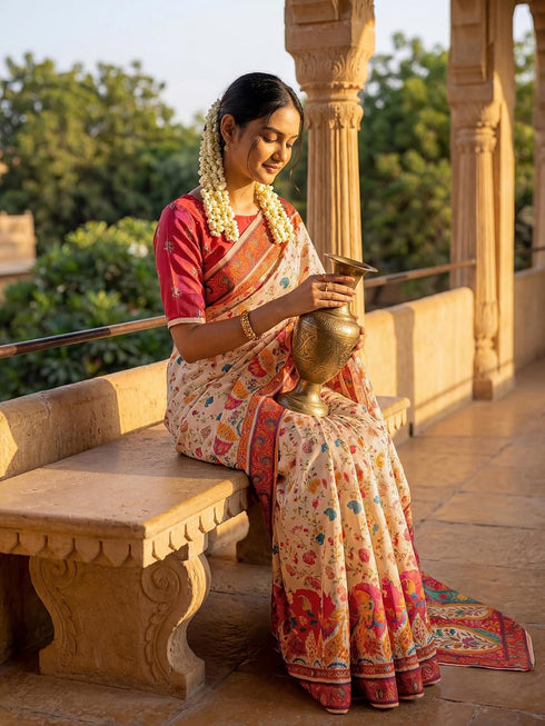 Vasthrlay Banglori Printed Dusty Saree