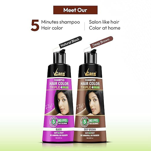 Vcare hair color shampoo deep brown 180ml