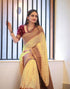 Vasthrlay Banarasi Jacquard Unstitched Beige Saree