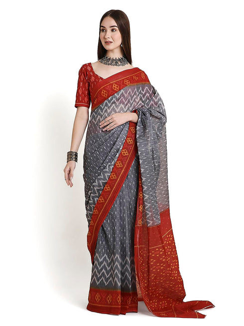 Vasthrlay Cotton Printed Mulmul Blue Saree