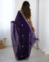 Vasthrlay Scalloped Embroidery Unstitched Rani Pink Saree