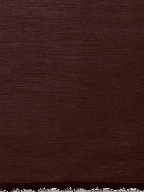 Vasthrlay Chiffon Scalloped Brown Saree