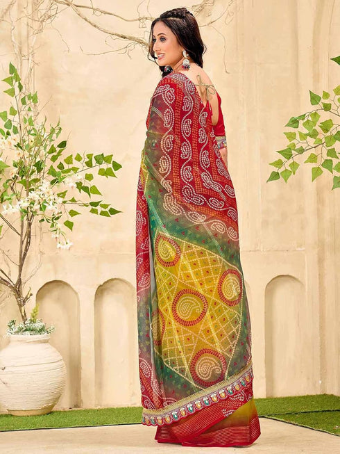 Vasthrlay Weightless Georgette Lime Saree