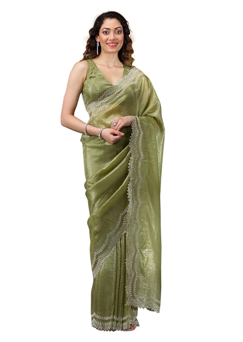 Vasthrlay Siroski Unstitch Mehndi Ethnic Wear