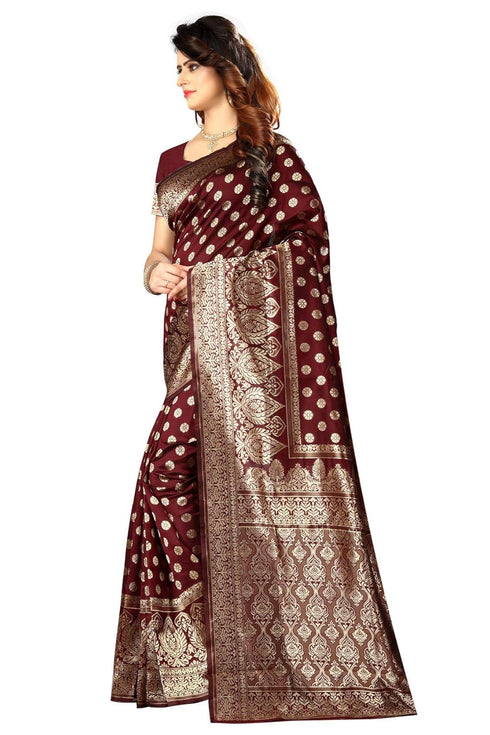 Vasthrlay Maroon Kanchipuram San Pari Saree