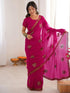 Vasthrlay Georgette Embroidery Unstitched Dark Green Saree