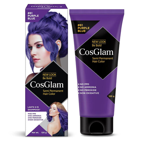 Cosglam Semi Permanent Hair Color for Women & Men – Model #61 Purple Blue