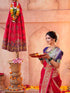 Vasthrlay Weaving Paithani Red Saree With Purple Unstitched Blouse Piece