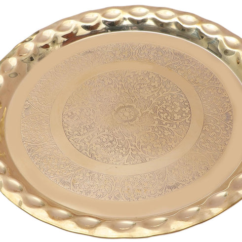 Brass 13 Inches Floral Design Thali