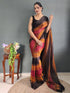 Vasthrlay Womens Georgette Unstitched Brown Saree
