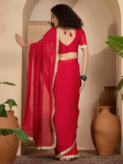 Vasthrlay Blouse Rust Saree