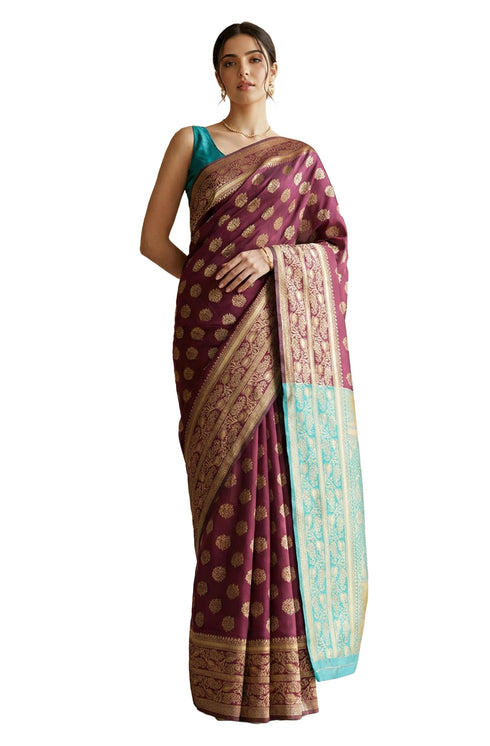 Vasthrlay Purple Jacquard Saree