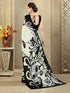 Vasthrlay Womens Printed Off-White And Black Saree With Unstitched Blouse Piece