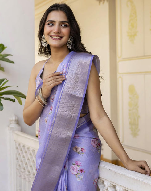 Vasthrlay Womens Striped Unstitched Dusty Pink Saree
