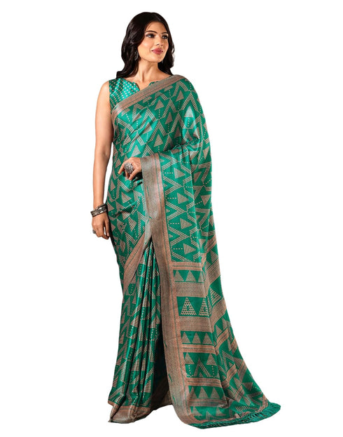 Vasthrlay Womens Printed Unstitched Brown Saree